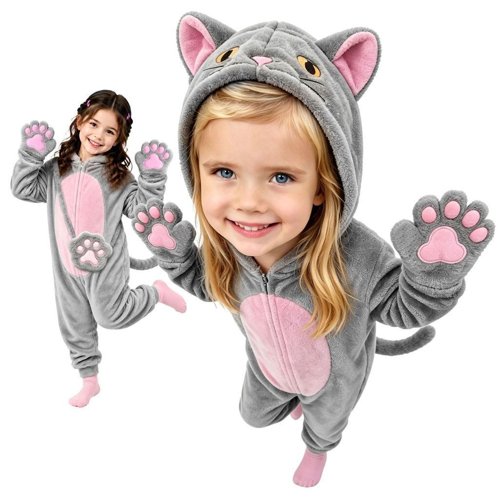 Black Cat Costume for Girls - Halloween Costume for Kids Role Play with Bag