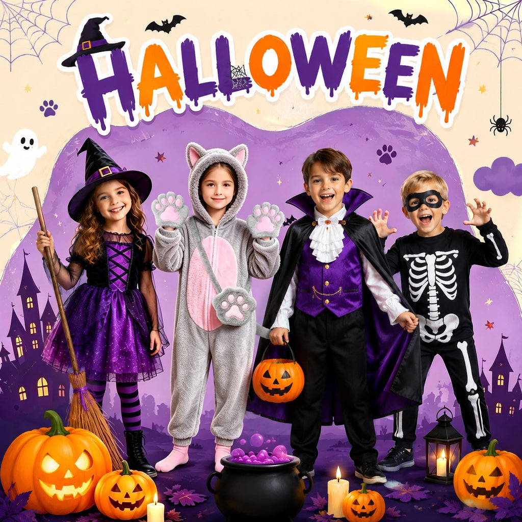 Black Cat Costume for Girls - Halloween Costume for Kids Role Play with Bag