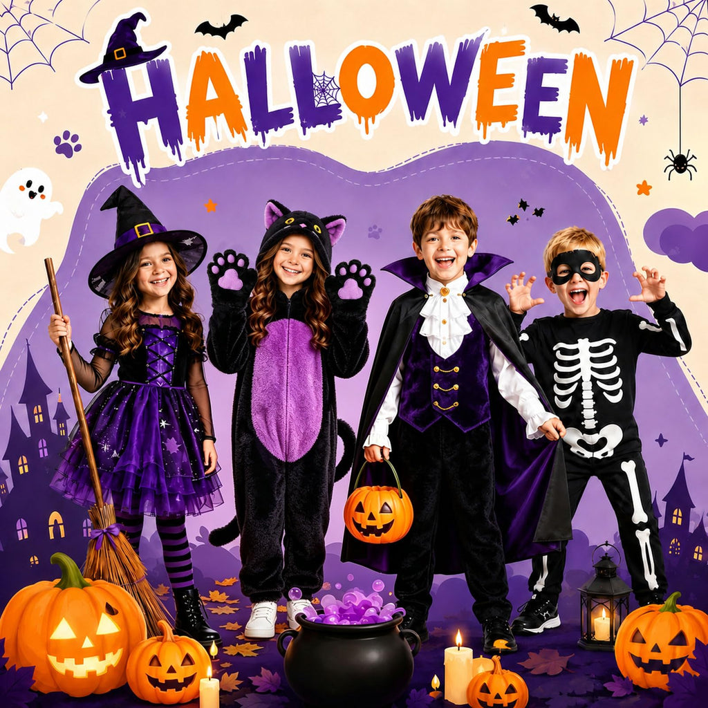 Black Cat Costume for Girls - Halloween Costume for Kids Role Play with Bag